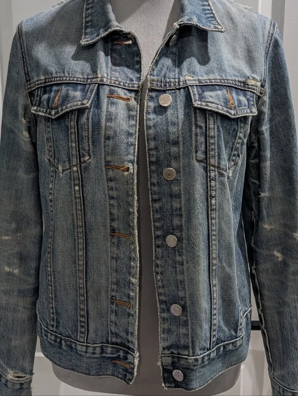 J. Crew Light Wash‎ Distressed Denim Jacket